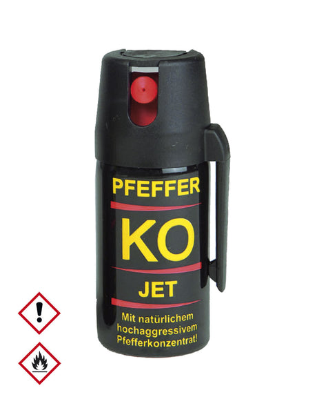 Aérosol de défense au poivre Mil-Tec 40 ml jet direct avec pince de ceinture 11 % OC