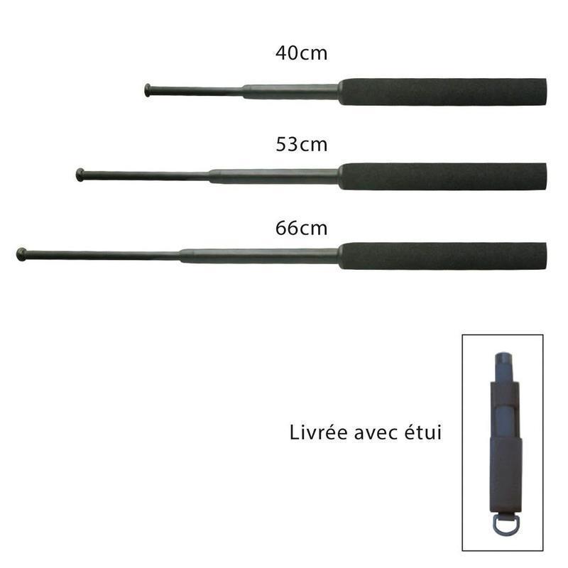 Bâton télescopique Patrol Equipement acier à manche mousse avec étui nylon