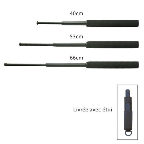 Bâton télescopique Patrol Equipement acier à manche mousse avec étui nylon
