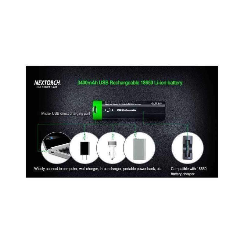 Batterie Rechargeable Nextorch USB18650 3400MAH