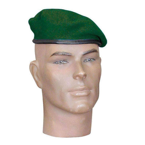 Béret Commando Opex en pure laine vierge à bord cuir avec porte-insigne
