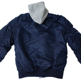 Blouson aviateur en nylon twill doublure matelassée capuche amovible