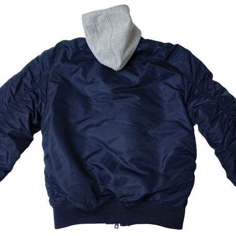 Blouson aviateur en nylon twill doublure matelassée capuche amovible