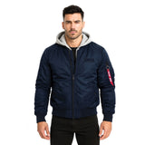 Blouson aviateur en nylon twill doublure matelassée capuche amovible