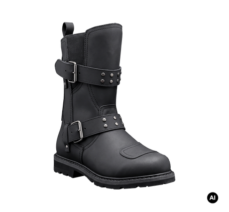 Bottes Brandit Bikerboot cuir mat glissière latérale deux boucles renfort de sélecteur