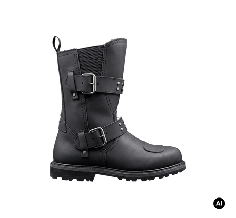 Bottes Brandit Bikerboot cuir mat glissière latérale deux boucles renfort de sélecteur