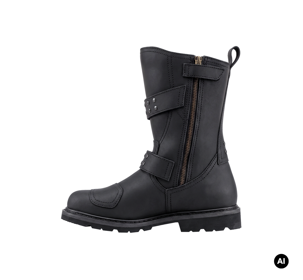 Bottes Brandit Bikerboot cuir mat glissière latérale deux boucles renfort de sélecteur