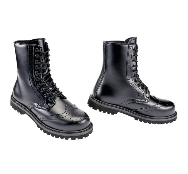 Bottes Brandit Budapester Phantom 10 œillets cuir perforé coque d'acier semelle cousue