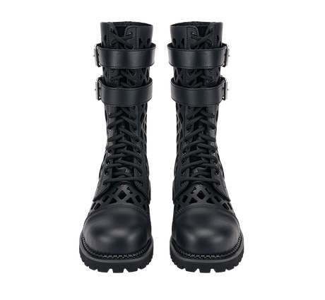 Bottes Brandit Grid Phantom cuir 14 œillets tige ajourée deux boucles coque d'acier