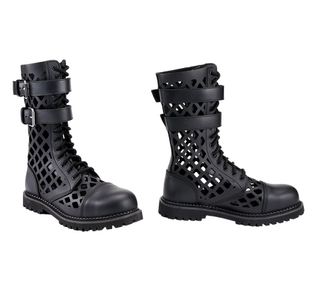 Bottes Brandit Grid Phantom cuir 14 œillets tige ajourée deux boucles coque d'acier