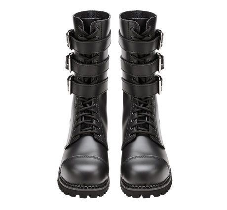 Bottes Brandit Phantom Buckle cuir trois boucles tige montante coque d'acier