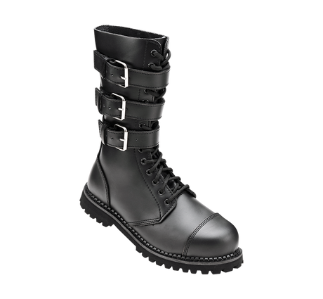 Bottes Brandit Phantom Buckle cuir trois boucles tige montante coque d'acier