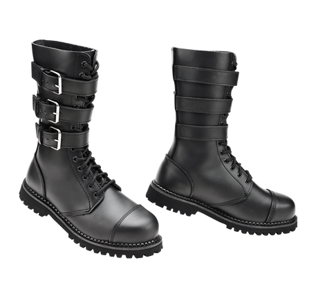 Bottes Brandit Phantom Buckle cuir trois boucles tige montante coque d'acier