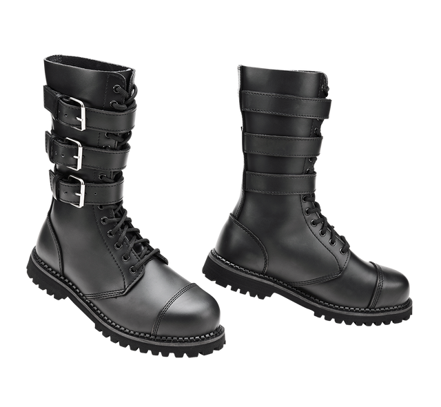 Bottes Brandit Phantom Buckle cuir trois boucles tige montante coque d'acier