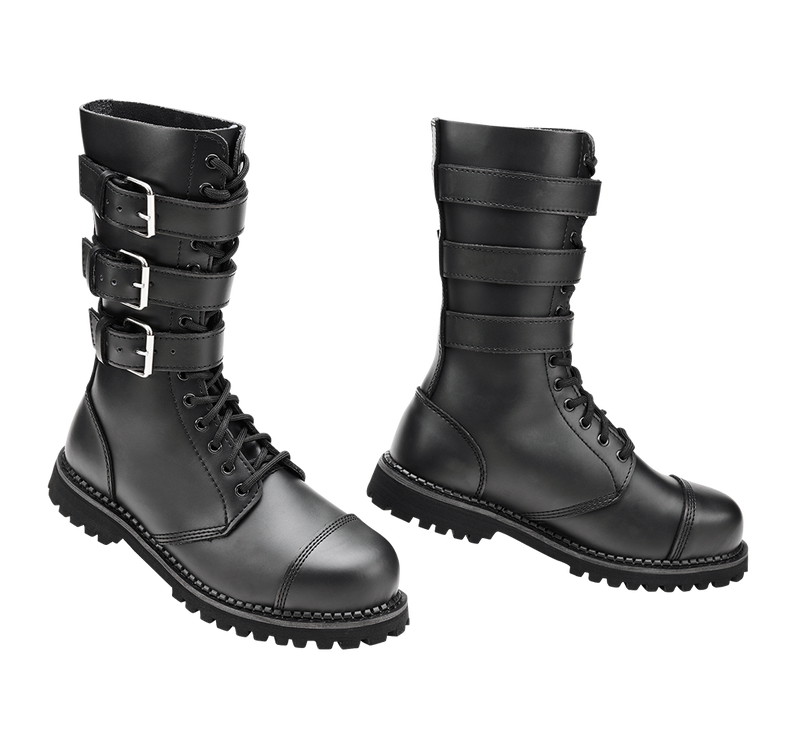 Bottes Brandit Phantom Buckle cuir trois boucles tige montante coque d'acier