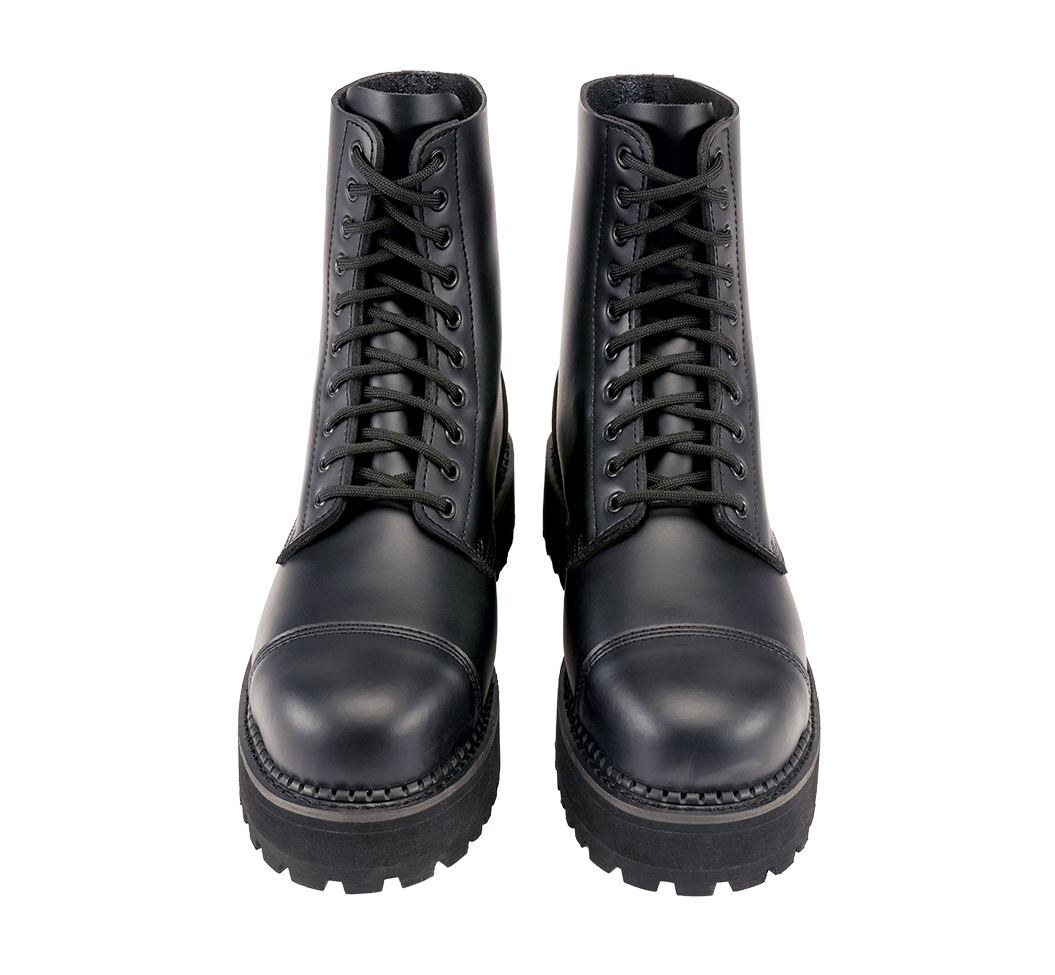 Bottes Brandit Plateau Phantom 10 œillets cuir semelle plateforme cousue coque d'acier