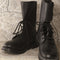 Bottes de combat Mil-Tec type français en cuir pleine fleur avec guêtre à boucles