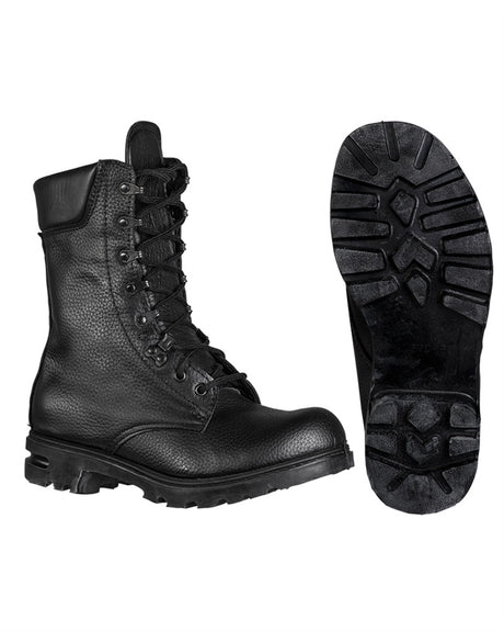 Bottes de combat Mil-Tec type néerlandais en cuir pleine fleur laçage huit œillets