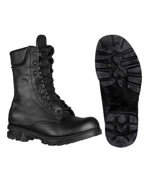 Bottes de combat Mil-Tec type néerlandais en cuir pleine fleur laçage huit œillets
