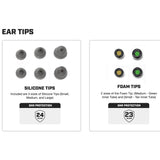 Bouchons d'oreilles AXIL X20 protection SNR 24 dB avec étui rigide et cinq paires d'embouts