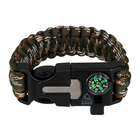 Bracelet de survie en paracorde Ares avec sifflet boussole allume-feu et lame