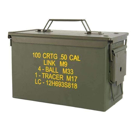 Caisse à munitions Mil-Tec type US M2A1 en acier DC01 calibre .50 avec poignée et mécanisme de verrouillage
