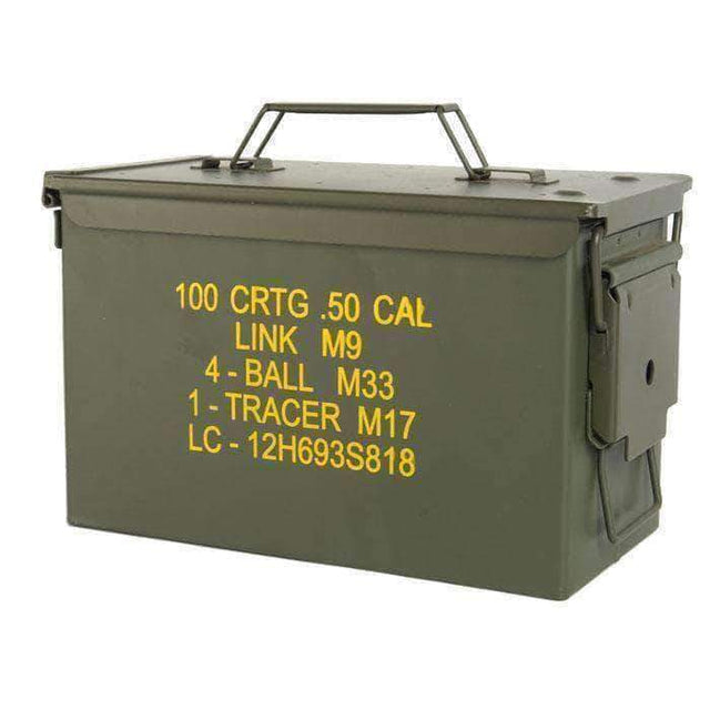 Caisse à munitions Mil-Tec type US M2A1 en acier DC01 calibre .50 avec poignée et mécanisme de verrouillage