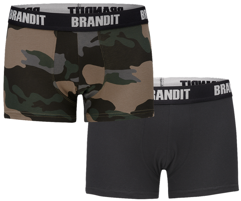 Caleçon Brandit Boxer Logo lot de deux en coton extensible à large ceinture élastique