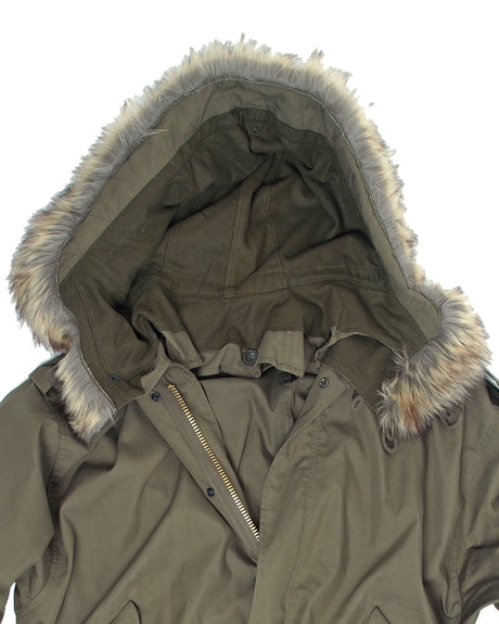 Capuche pour parka US M51 Mil-Tec en coton-nylon doublee laine et fourrure synthetique