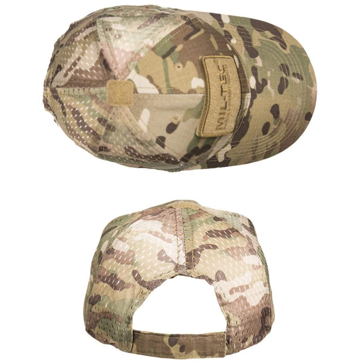 Casquette baseball tactique Mil-Tec en mesh polyester-coton avec deux surfaces auto-agrippantes pour patches