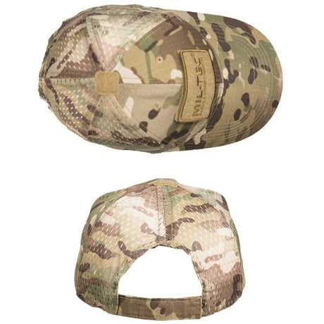 Casquette baseball tactique Mil-Tec en mesh polyester-coton avec deux surfaces auto-agrippantes pour patches