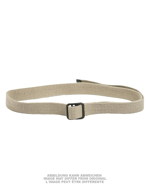 Ceinture française en toile de coton à boucle métallique ouverte, stock ancien
