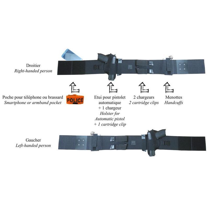 Ceinture holster Patrol Equipement Discret 10 cm à holster rigide et porte-chargeurs