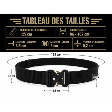 Ceinturon tactique Yucon nylon 3,8 cm boucle acier à dégagement rapide