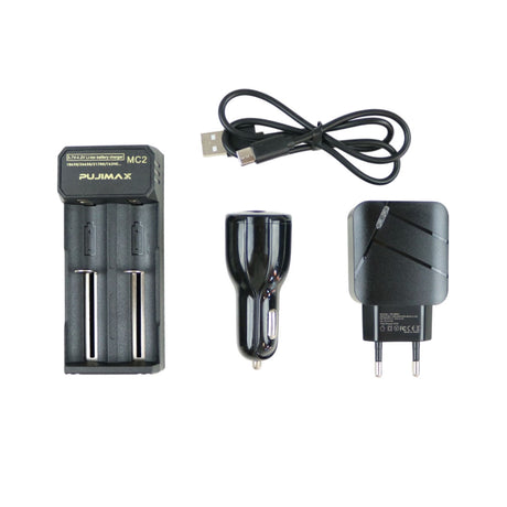 Chargeur Vigilant kit de charge F7 double accu Li-ion secteur, véhicule et USB-C