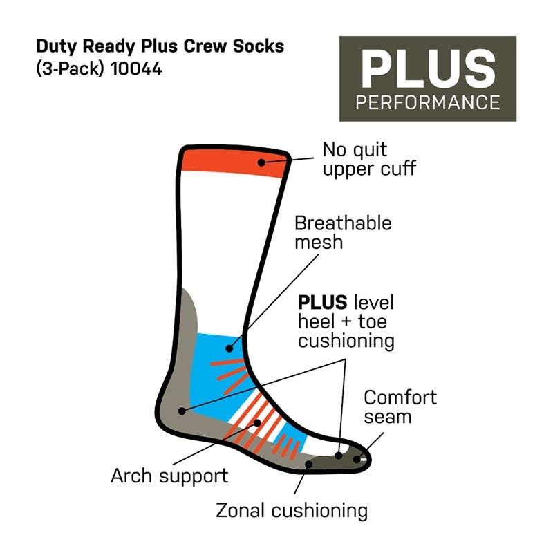 Chaussettes Duty Ready Plus Crew 5.11 Tactical lot de 3 soutien voûte plantaire