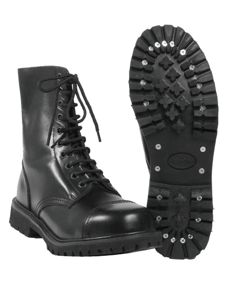 Chaussures de combat Mil-Tec Invader en cuir grainé 10 œillets semelle gomme vissée