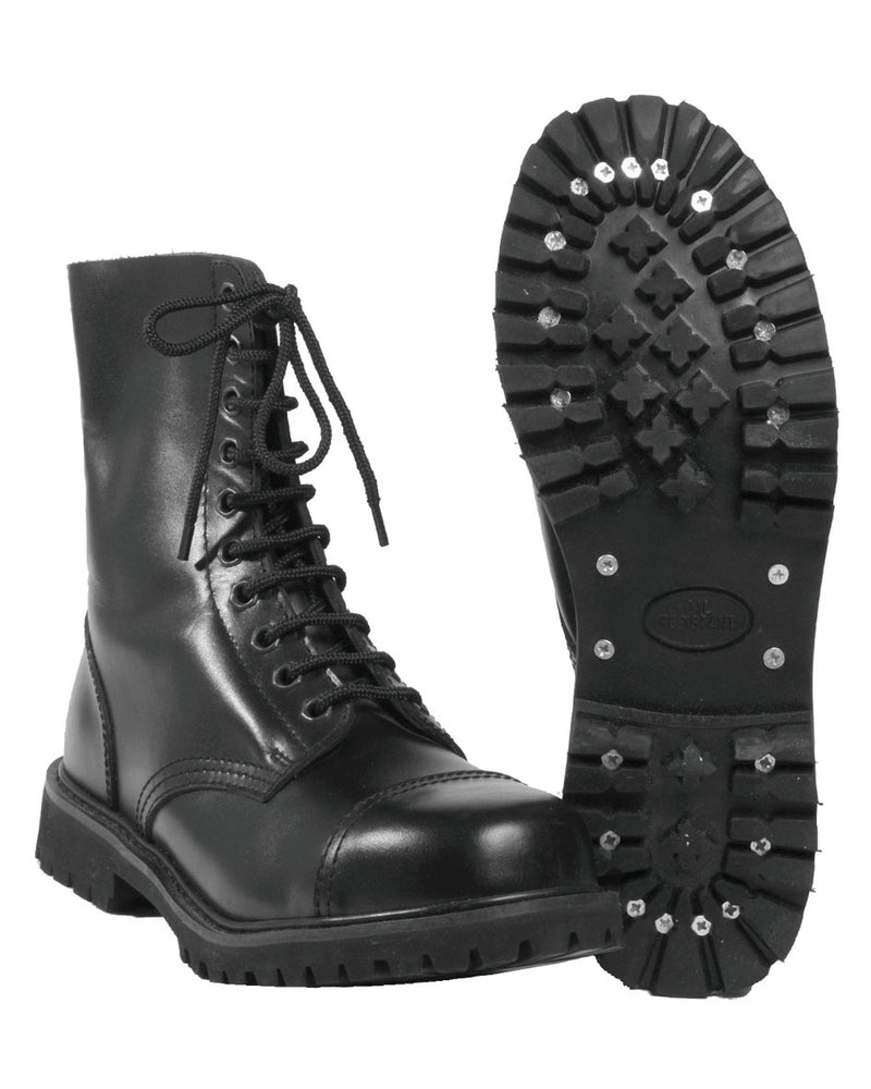 Chaussures de combat Mil-Tec Invader en cuir grainé 10 œillets semelle gomme vissée
