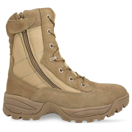Chaussures d'intervention zone chaude Mil-Tec à double fermeture éclair latérale en polyester et cuir bovin
