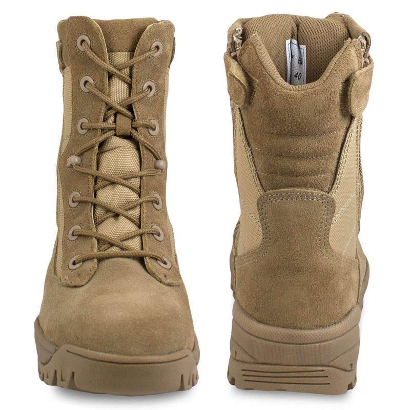 Chaussures d'intervention zone chaude Mil-Tec à double fermeture éclair latérale en polyester et cuir bovin