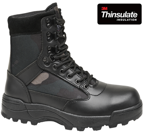Chaussures tactiques Brandit 9 œillets cuir et nylon isolation Thinsulate tige montante
