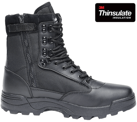 Chaussures tactiques Brandit cuir et nylon glissière latérale isolation Thinsulate