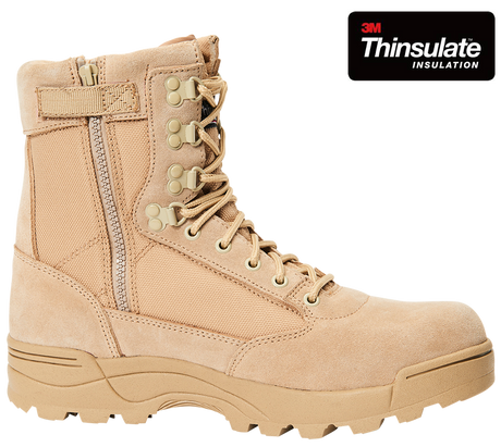Chaussures tactiques Brandit cuir et nylon glissière latérale isolation Thinsulate