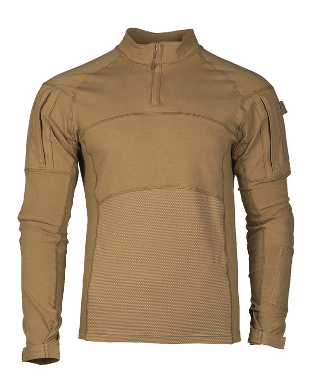 Chemise de combat Mil-Tec Assault en coton elasthanne col montant protege-menton