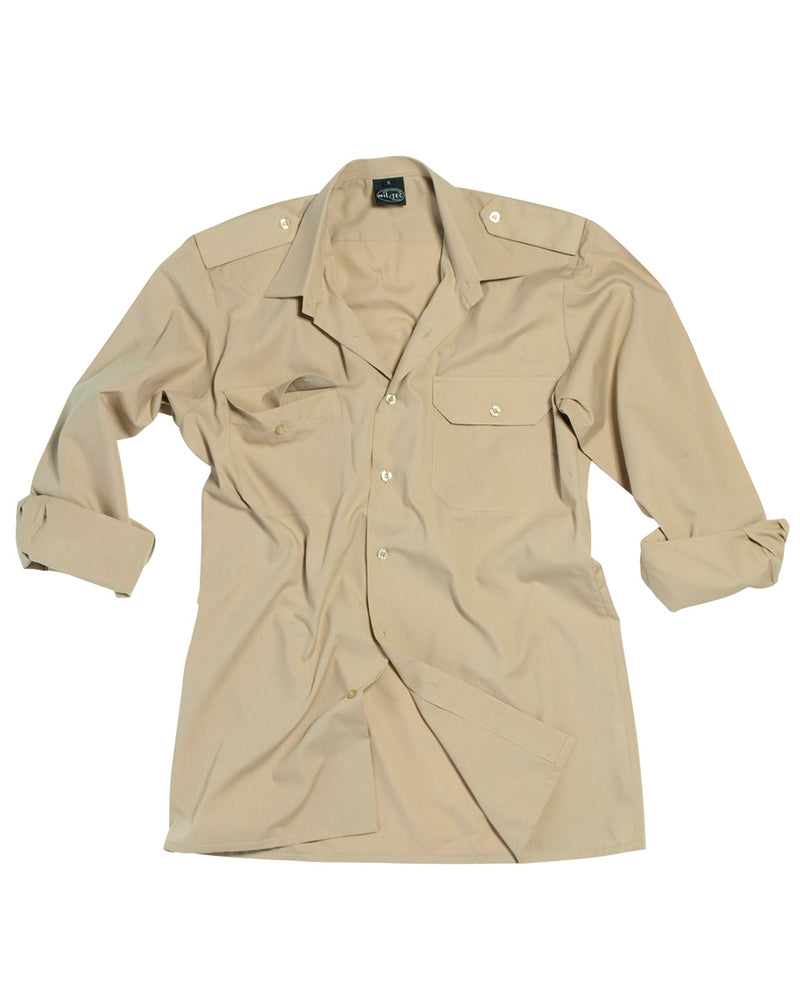Chemise de service Mil-Tec manches longues en twill polycoton à pattes d'épaule amovibles