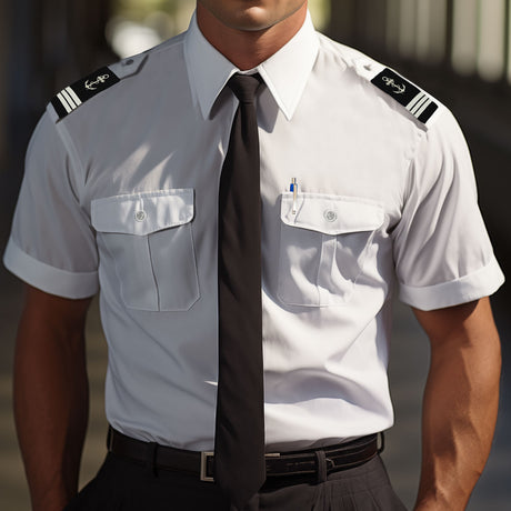 Chemise de service pilote manches courtes polycoton 60/40 pattes d'épaules