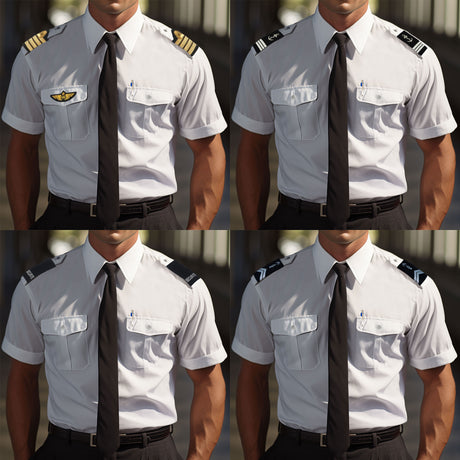 Chemise de service pilote manches courtes polycoton 60/40 pattes d'épaules