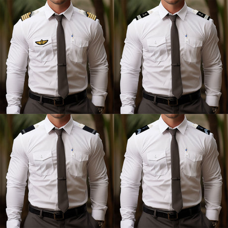 Chemise de service pilote manches longues polycoton 60/40 pattes d'épaules