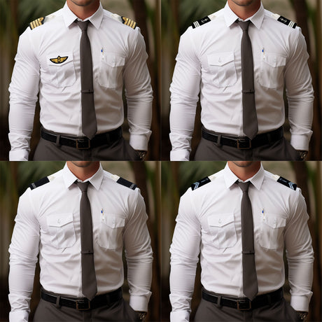 Chemise de service pilote manches longues polycoton 60/40 pattes d'épaules