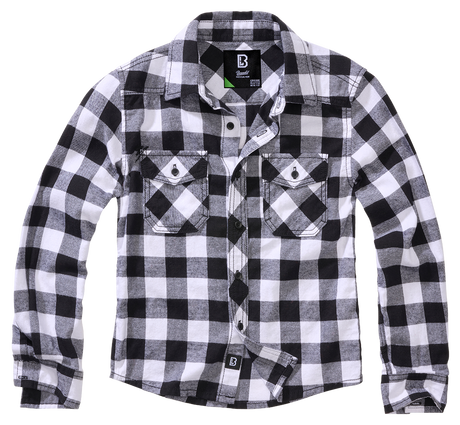 Chemise enfant Brandit à carreaux en flanelle de coton manches longues deux poches